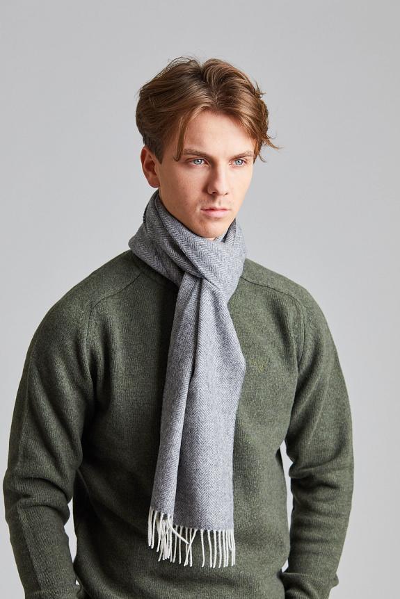 Amanda Christensen Classic Woven Scarf in Fishbone Grey Melange-2