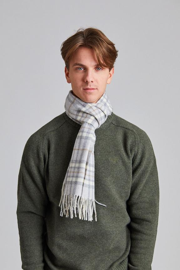 Amanda Christensen Classic Woven Scarf in Check Lt Grey-2