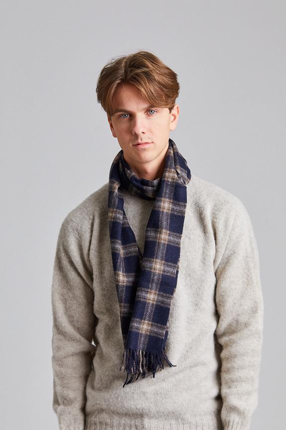 Amanda Christensen Classic Woven Scarf in Check Navy-2