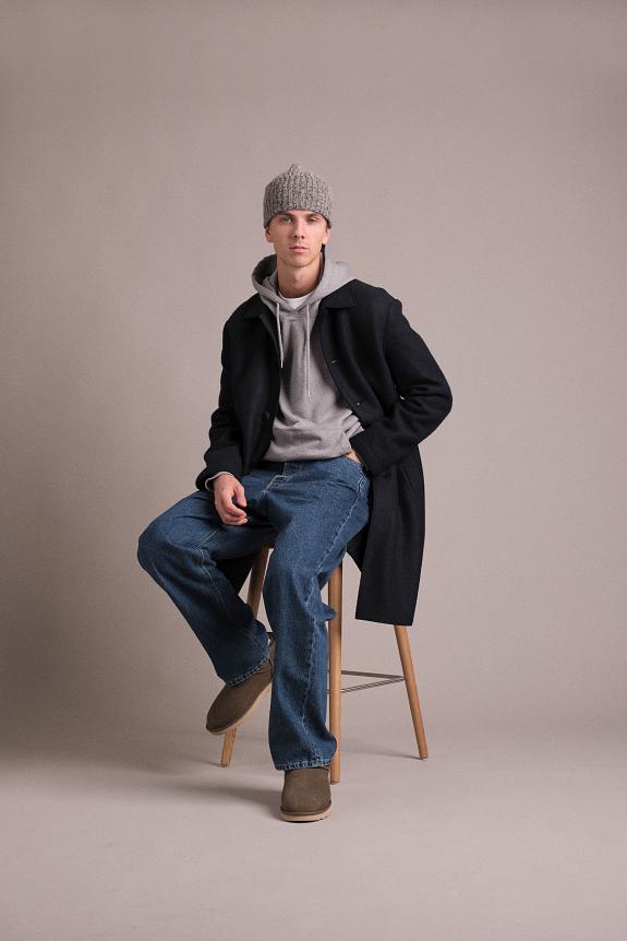 Harris Wharf London Men Mac Coat Pressed Wool Dark Blue-9