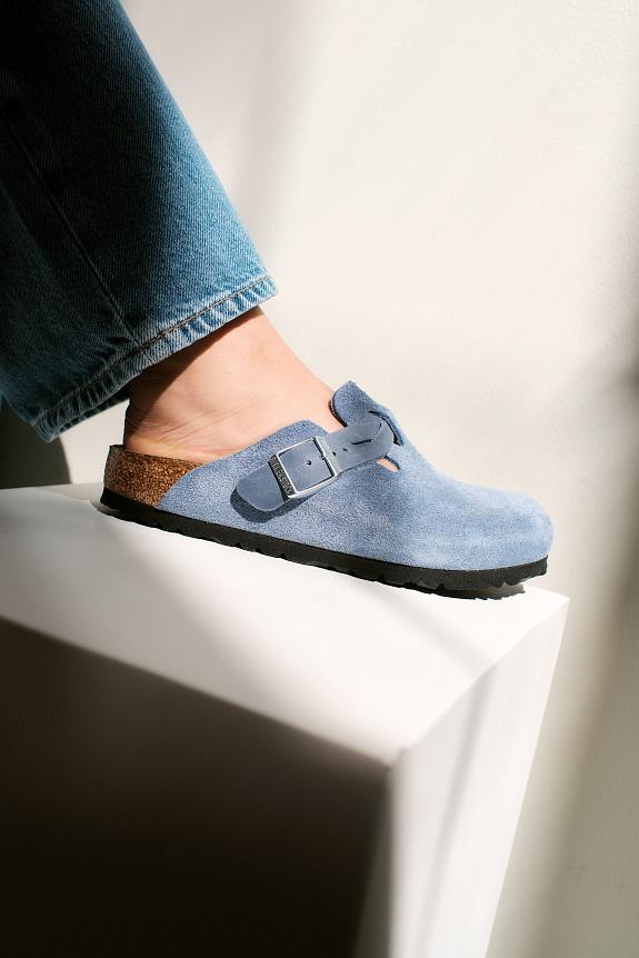 BIRKENSTOCK Boston Braided Suede Leather Elemental Blue