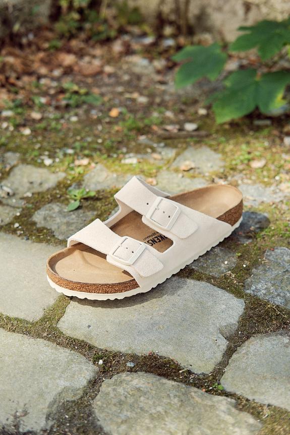 Birkenstock Arizona Suede Leather Antique White