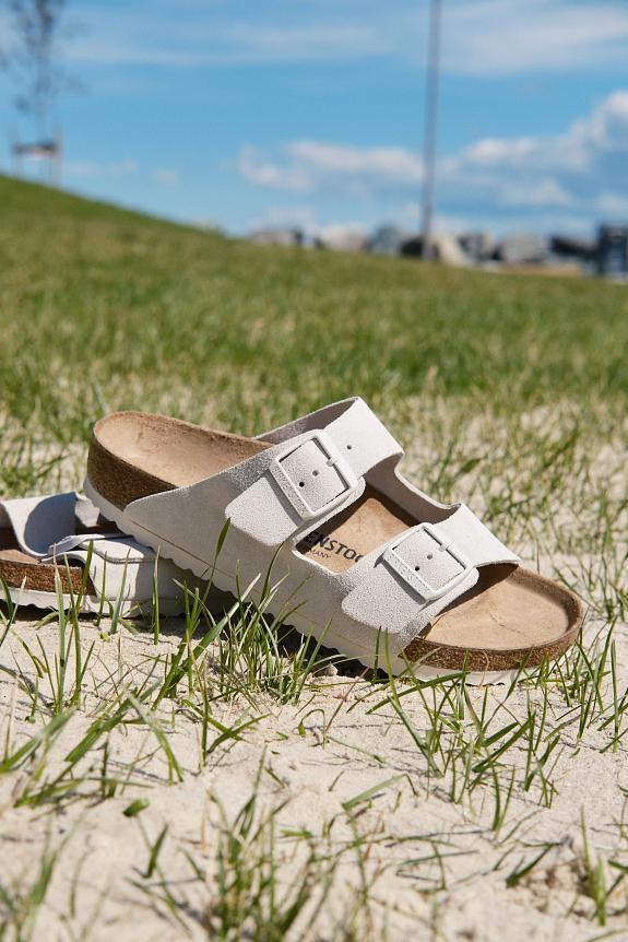 Birkenstock Arizona Suede Leather Antique White