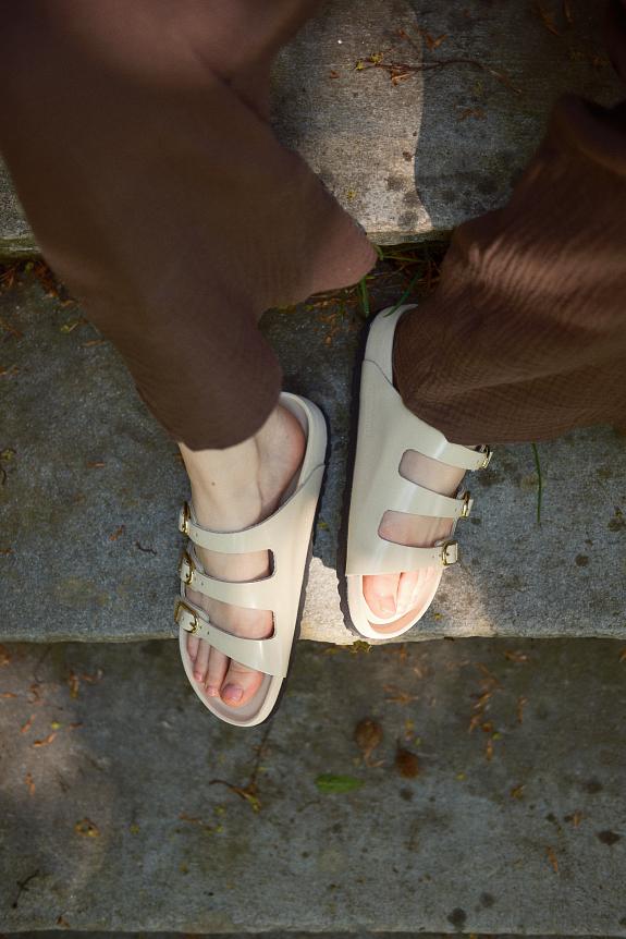 Birkenstock Florida Fresh Natural Leather Patent High-Shine Ecru-6