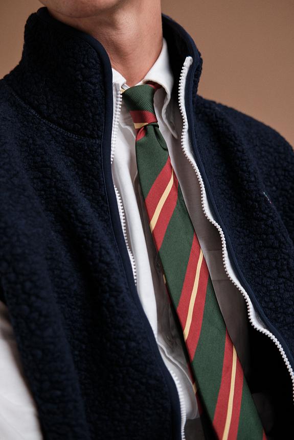 Drakes Sandwich Stripe Mogador Tie Green/Red-5