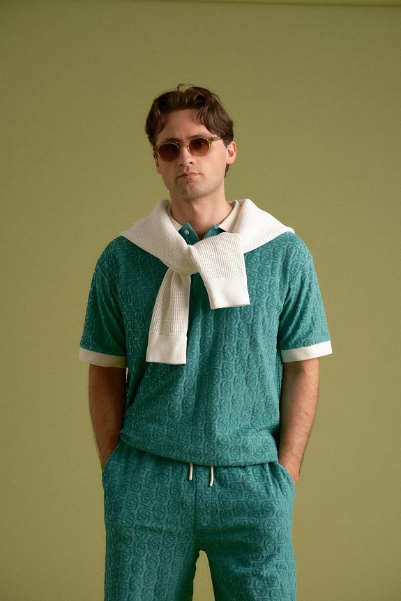 Drôle de Monsieur Le Polo Monogramme MC Emeraude-6