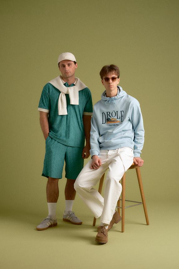 Drôle de Monsieur Le Hoodie Tennis Court Light Blue-5