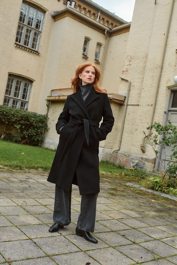 Filippa K Soft Wool Belted Coat Black