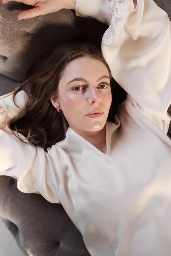 Filippa K Stand Collar Blouse Cream