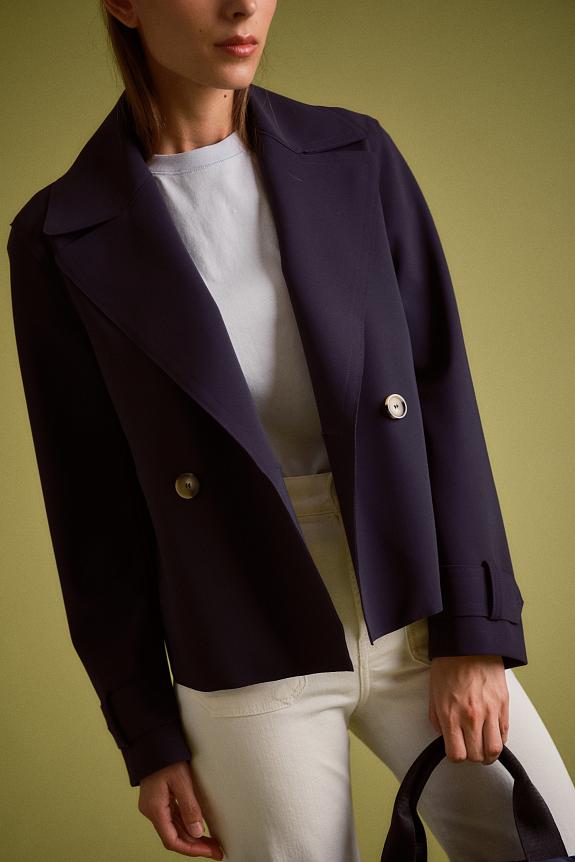 Harris Wharf London Women Cropped Peacoat Scuba Navy Blue-1