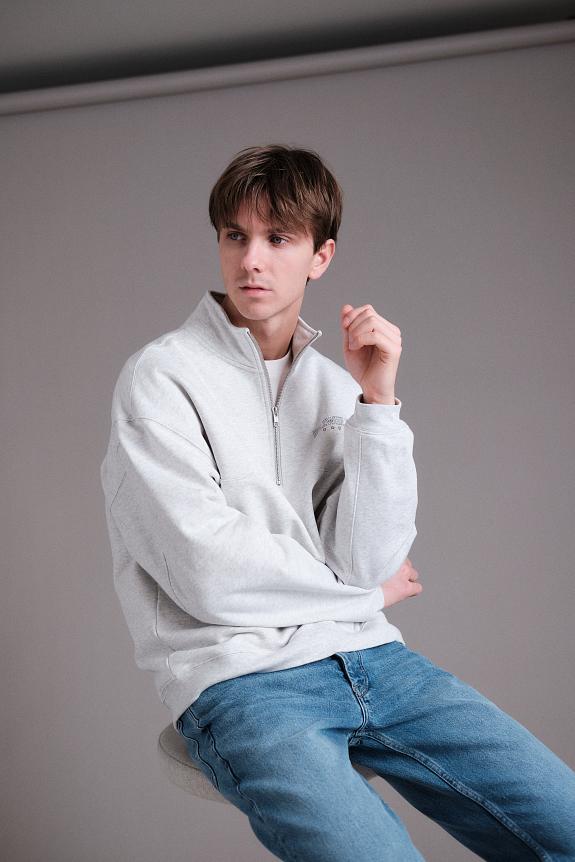 Holzweiler Mezzanine Half Zip Lt Grey Mix-4