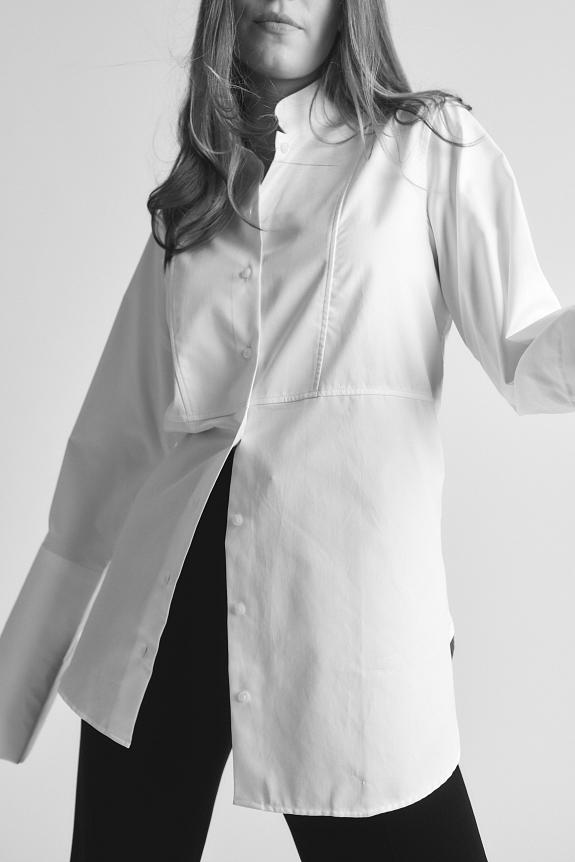 Julie Josephine High Cuff Tuxedo Shirt White 