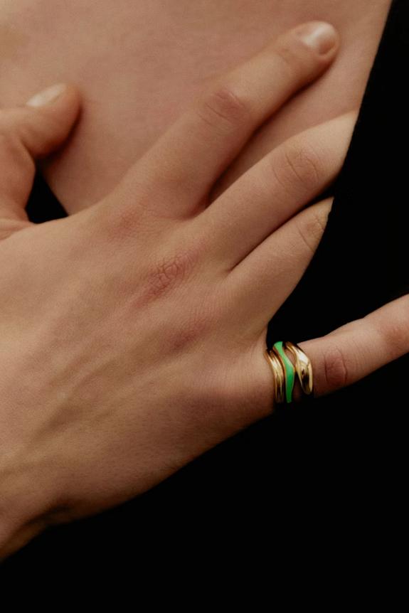 Maria Black Aura Neon Green Ring Silver HP-1