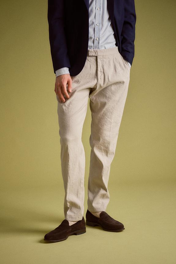 Onesto Pisa Pant Kakhi Cotton/Linnen-5