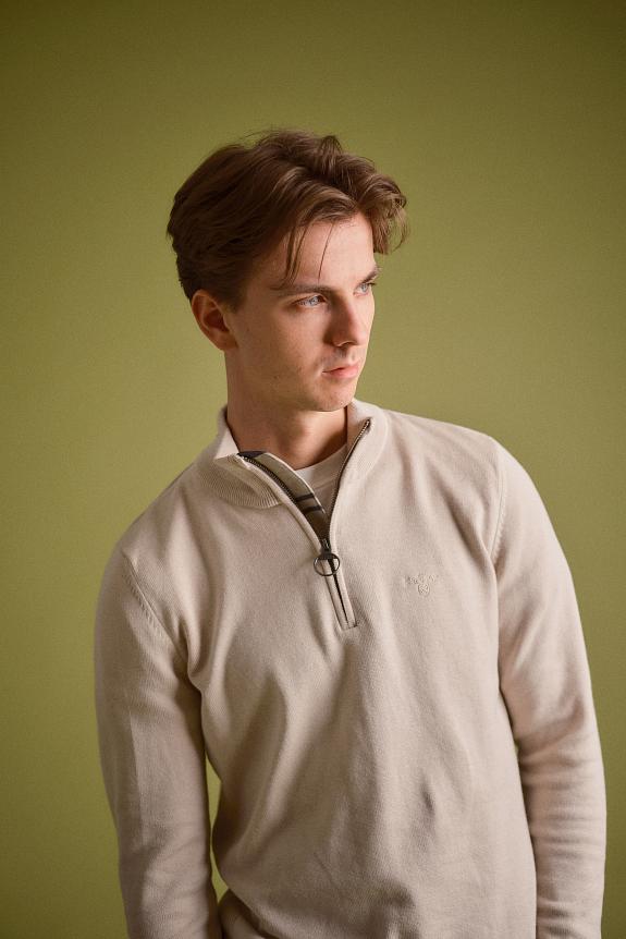 Barbour Cotton Half Zip Mist-4