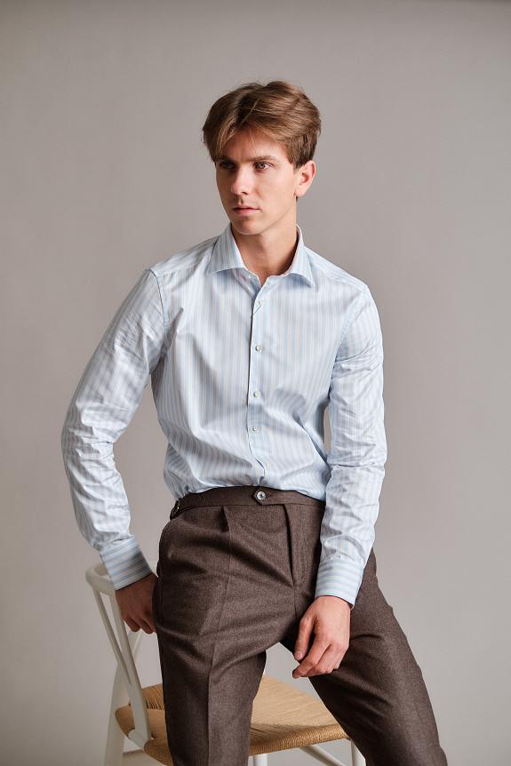 Stenströms Slimline Blue Striped Twill-5