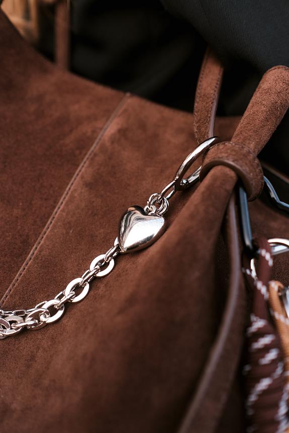Sui Ava Chain W Plain Heart Bag Charm Silver