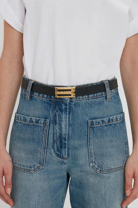 Victoria Beckham Regular Frame Belt Black Smooth Leather-2