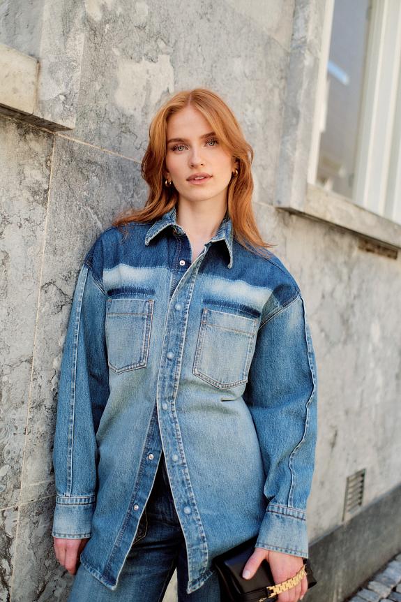 Victoria Beckham Oversized Denim Shirt Broken Vintage Wash