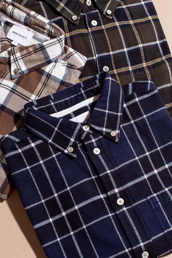Norse Projects Anton Brushed Flannel Check Dark Navy-6