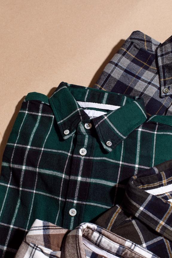 Norse Projects Anton Brushed Flannel Check Varisty Green-6