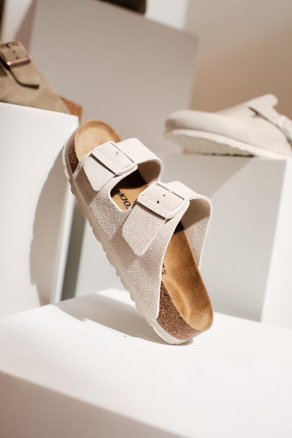 Birkenstock Arizona Suede Leather Antique White