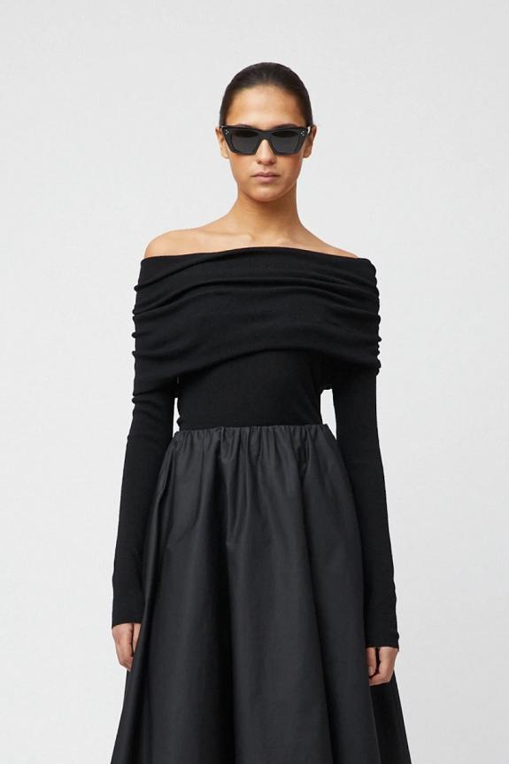 FWSS Off Shoulder Knit Top Black-1