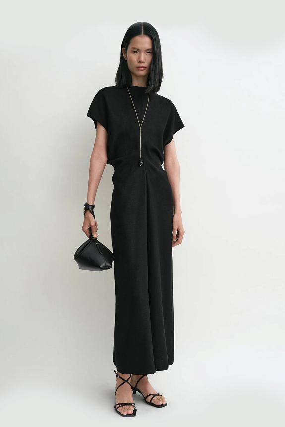 Toteme Slouch Waist Dress Linen Blend Black-6