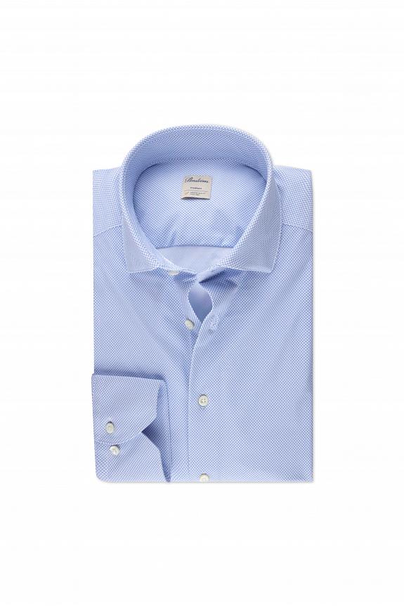 Stenströms Casual Light Blue Patterned Jersey Shirt Slim