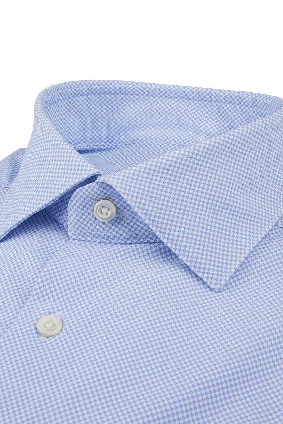 Stenströms Casual Light Blue Patterned Jersey Shirt Slim-1