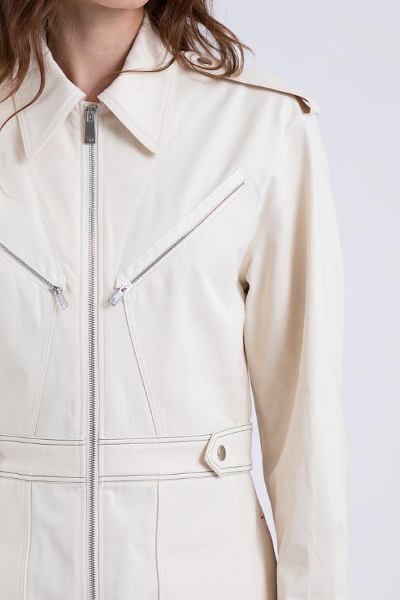 Victoria Beckham Zip Detail Utility Dress Off White-2