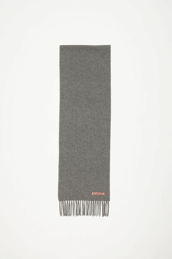 Acne Studios Fringe Wool Scarf Skinny Grey Melange FN-UX-SCAR000219