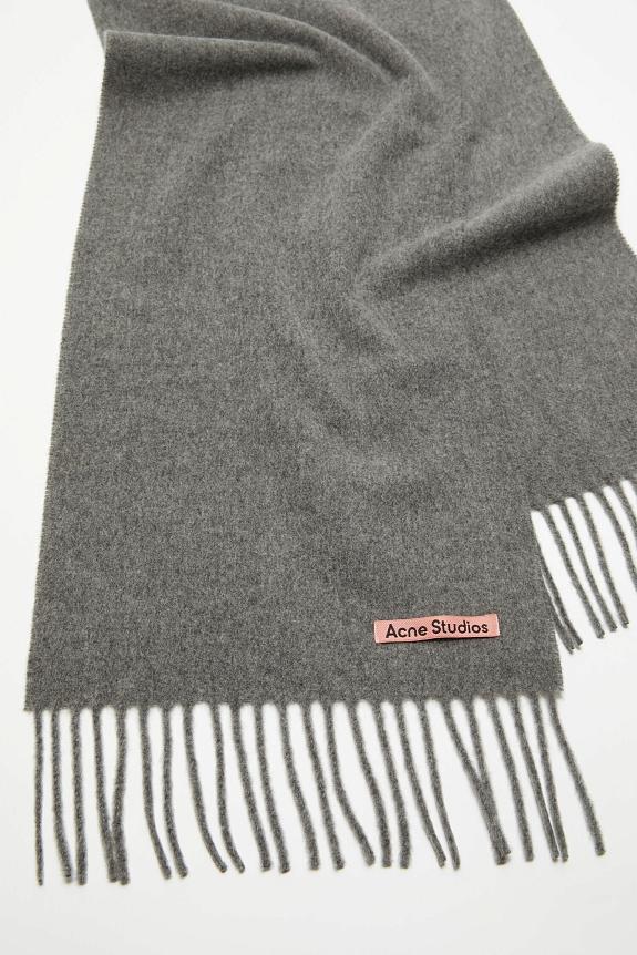 Acne Studios Fringe Wool Scarf Skinny Grey Melange FN-UX-SCAR000219