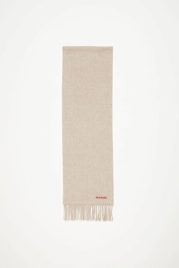 Acne Studios Fringe Wool Scarf Skinny Oatmeal Melange FN-UX-SCAR000219