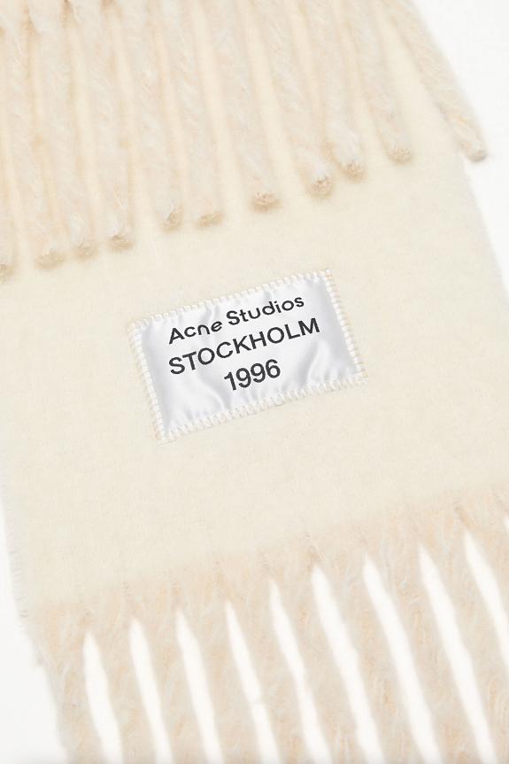 Acne Studios Fringed Scarf Logo Label FN-UX-SCAR000399 White/Beige-1