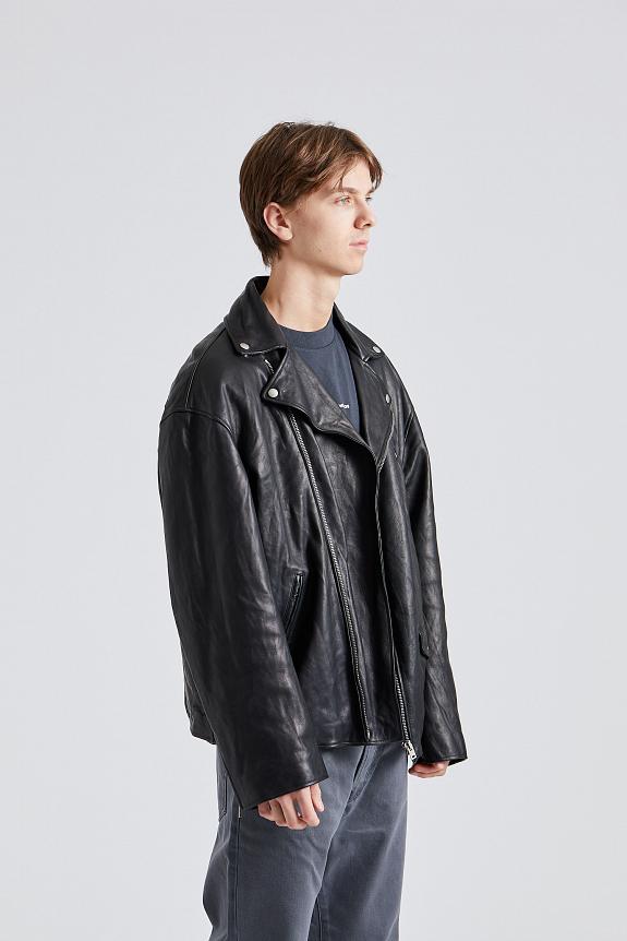 Acne Studios Distressed Leather Jacket Black FN-MN-LEAT000212 -5
