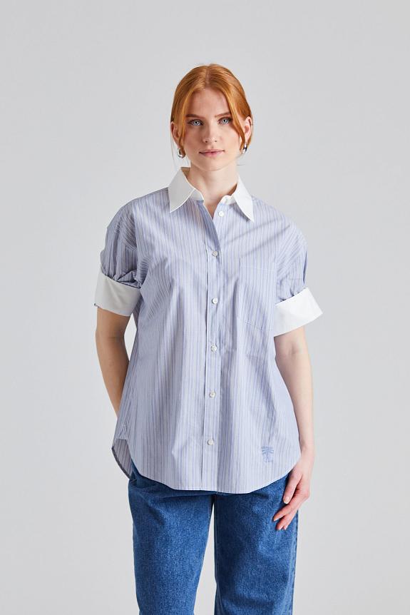 Acne Studios Short Sleeve Shirt Blue/White FN-WN-BLOU001135