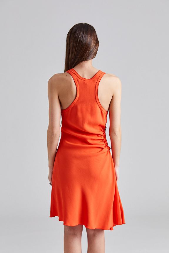 Acne Studios Sleeveless Gather Detail Mini Dress Scarlet 