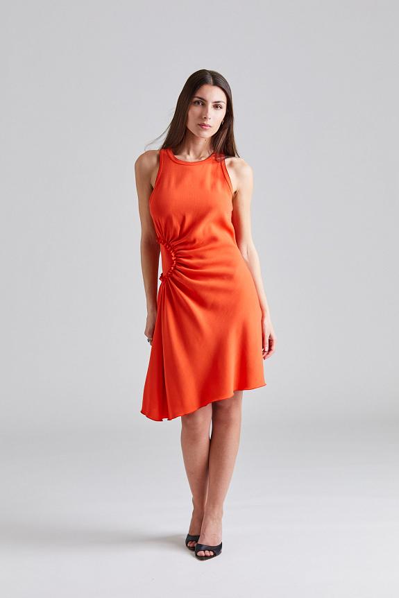 Acne Studios Sleeveless Gather Detail Mini Dress Scarlet 