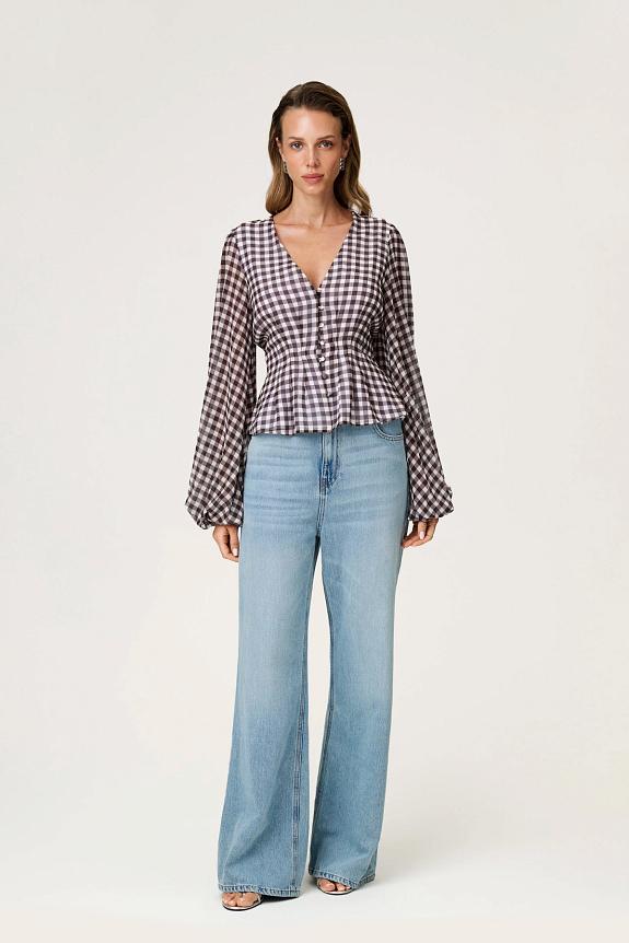 Adoore Palena Blouse Brown Gingham