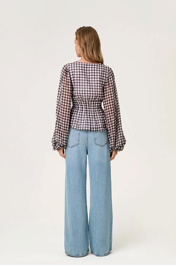 Adoore Palena Blouse Brown Gingham-1