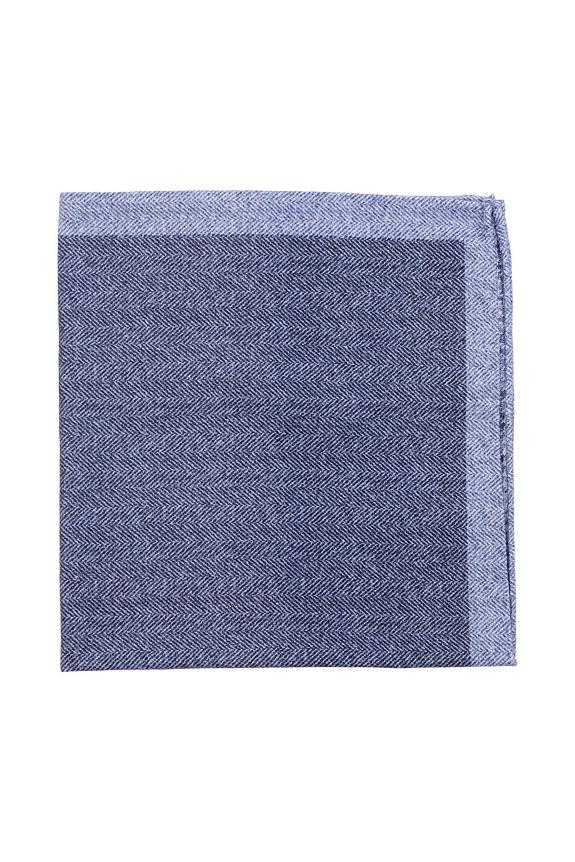 Amanda Christensen Double Face Herringbone Pocket Square Blue