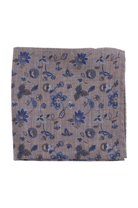 Amanda Christensen Floral Pattern Wool Pocket Square Beige