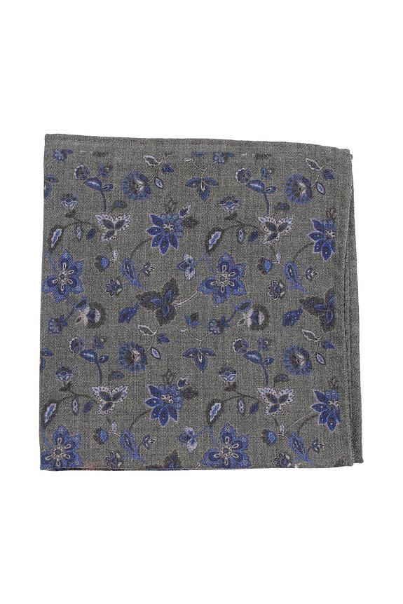 Amanda Christensen Floral Pattern Wool Pocket Square Olive