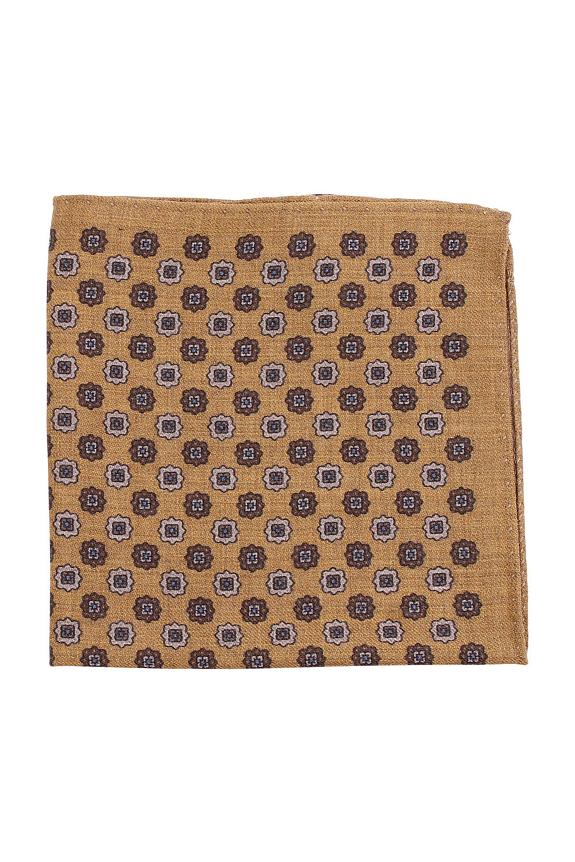 Amanda Christensen Medallion Wool Pocket Square Mustard