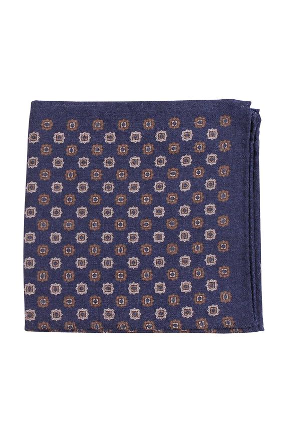 Amanda Christensen Medallion Wool Pocket Square Navy