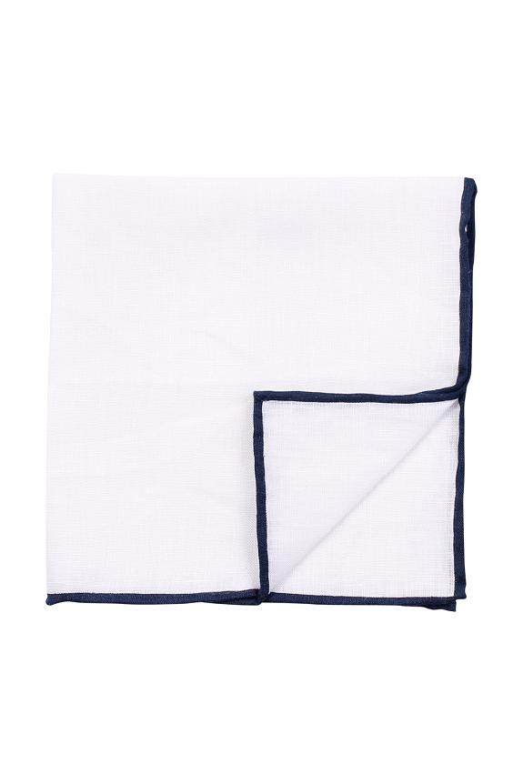 Amanda Christensen Pocket Square Linen w/ Navy