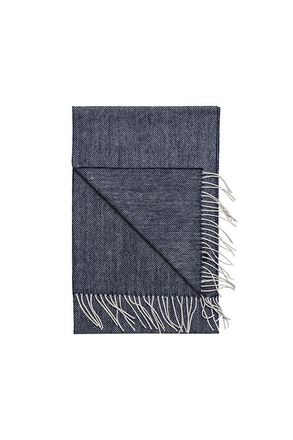 Amanda Christensen Classic Woven Scarf in Fishbone Navy