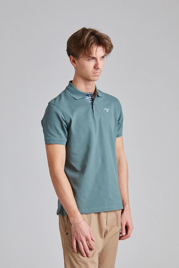 Barbour Tartan Pique Polo Shirt Vintage Teal-2