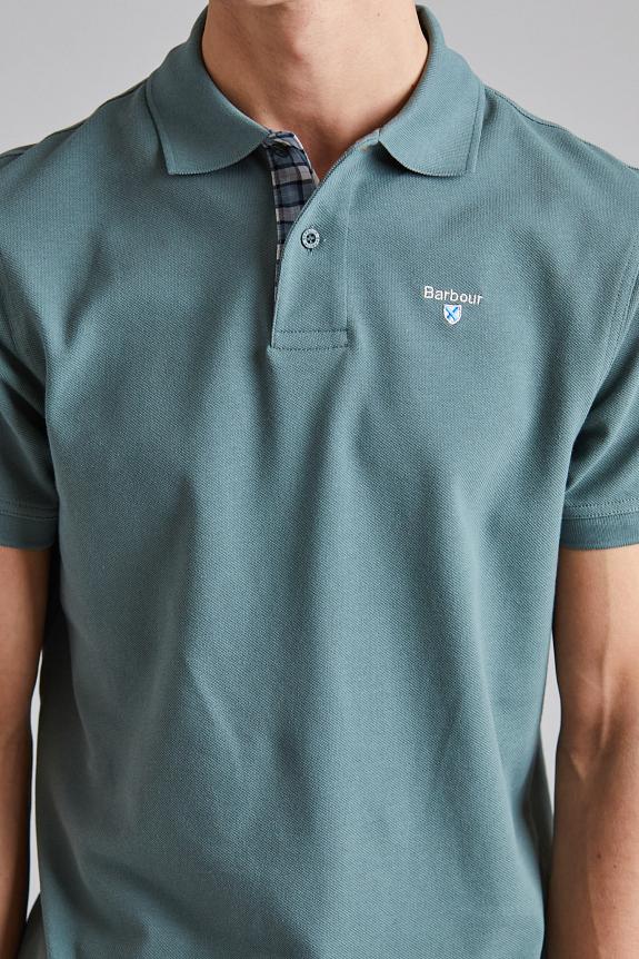 Barbour Tartan Pique Polo Shirt Vintage Teal-4
